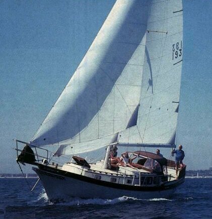 Downeaster 38 sailboat under sail