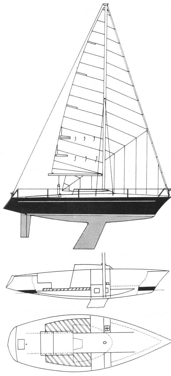Dufour 1300 sailboat under sail