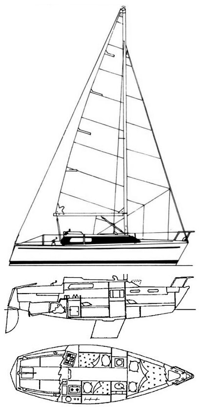 Dufour 180025 sailboat under sail