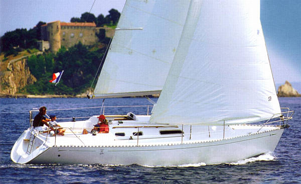 Dufour classic 32 sailboat under sail