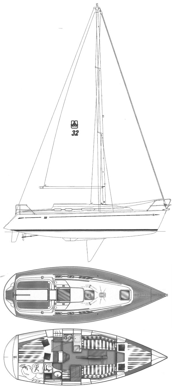 Dufour 32 integral sailboat under sail