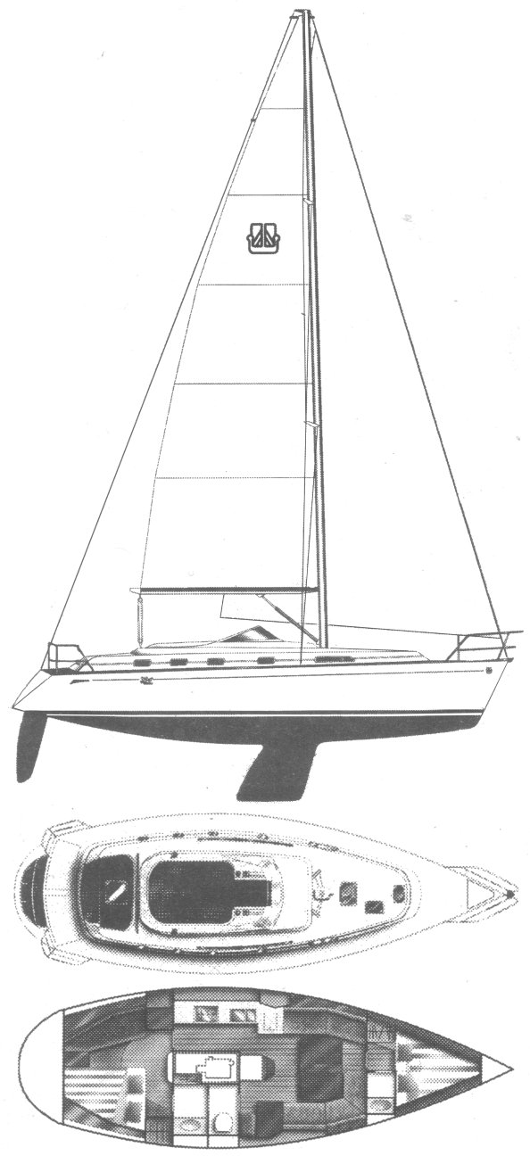 Dufour 39 cc sailboat under sail