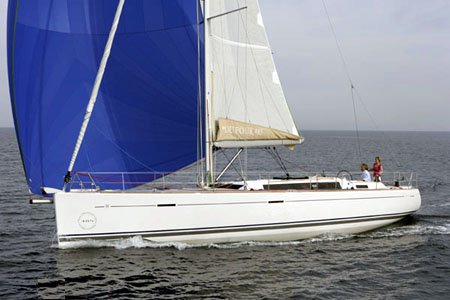 Dufour 485 grand large sailboat under sail
