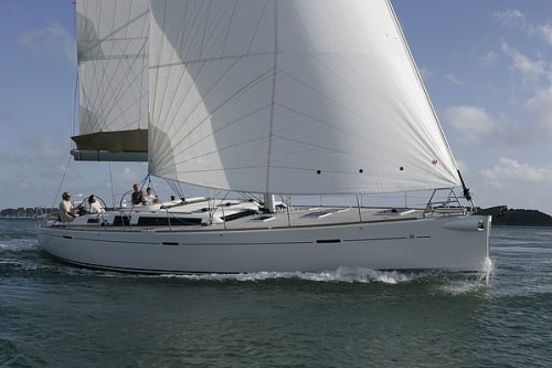 Dufour 525 grand large sailboat under sail