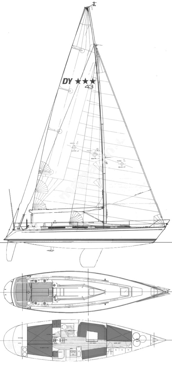 Dynamic 43 sailboat under sail