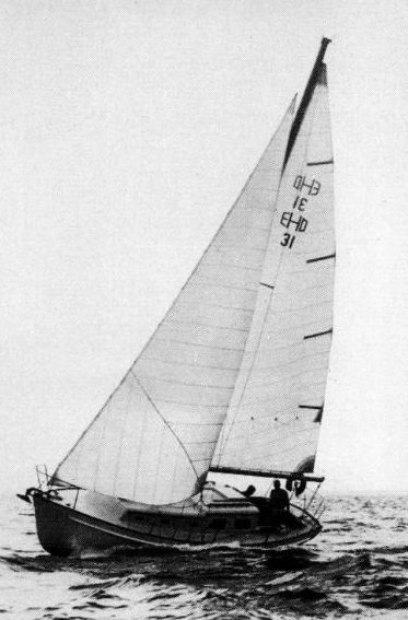 Eastward ho sr 31 sailboat under sail