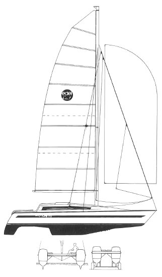 Edel cat 26 sailboat under sail