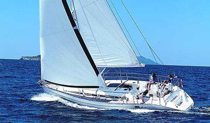 Elan 431 sailboat under sail