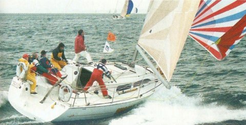 Elliott 105 sailboat under sail