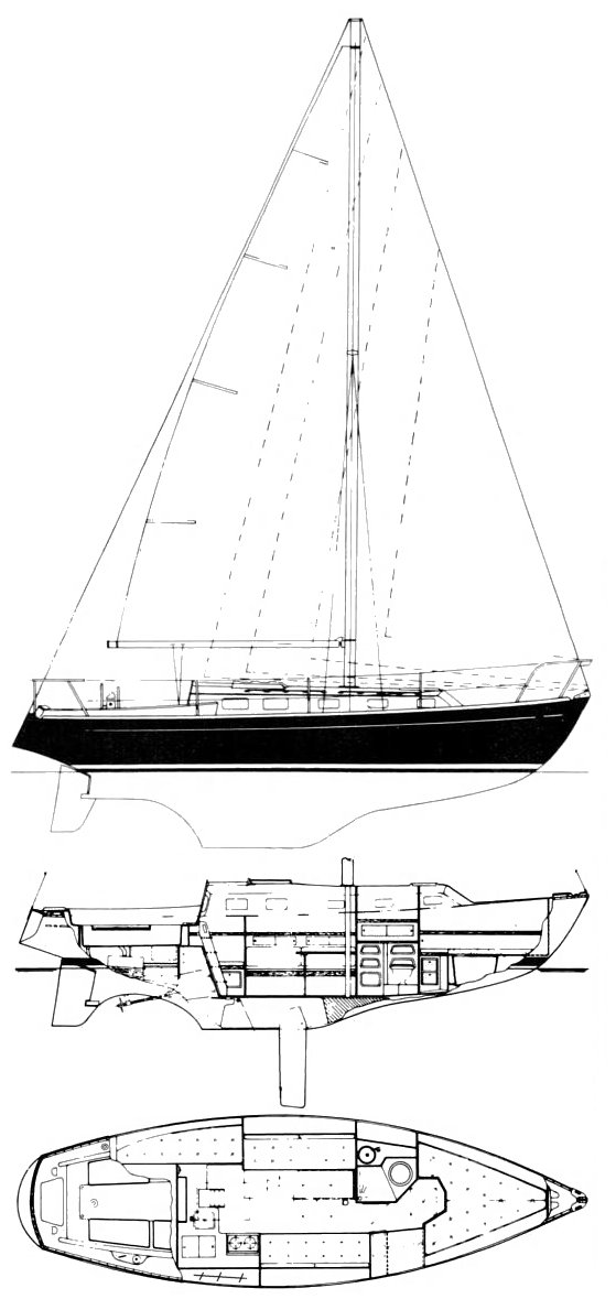 Endeavour 32 cb sailboat under sail
