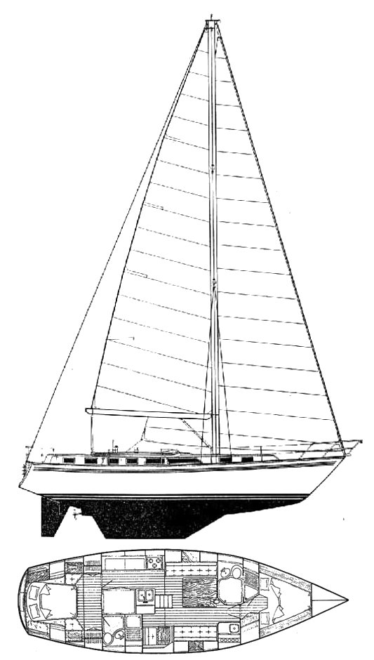 Endeavour 42 sailboat under sail