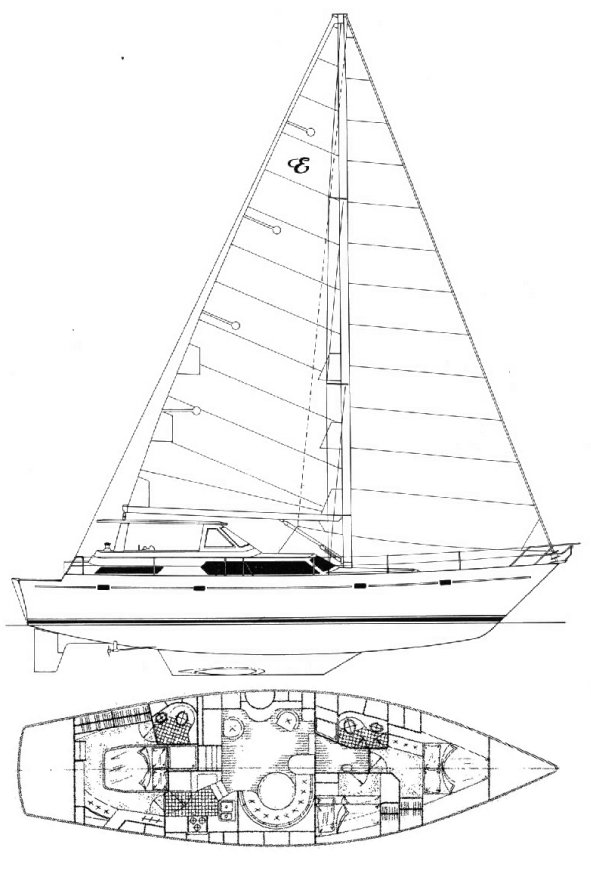 Endeavour 54 sailboat under sail