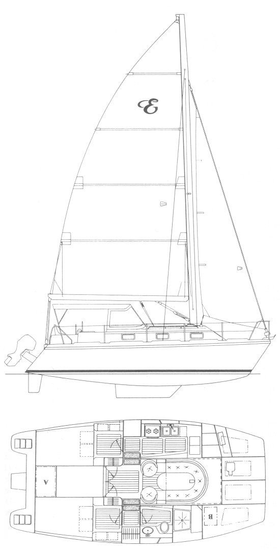 Endeavourcat 30 sailboat under sail