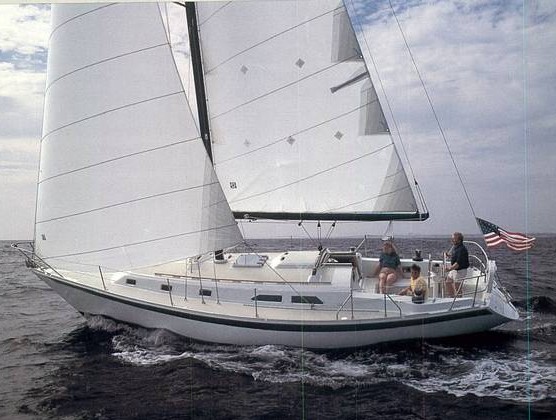 Ericson 381 sailboat under sail