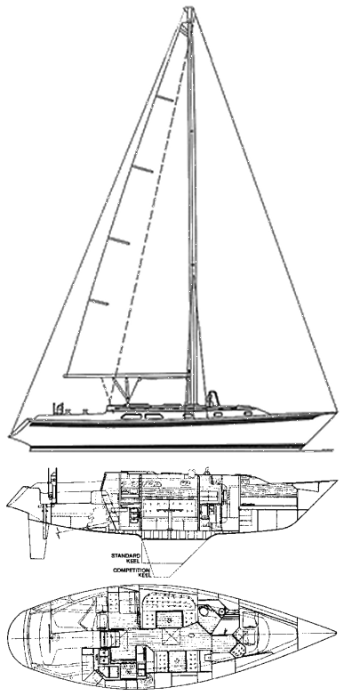 Ericson 38 sailboat under sail