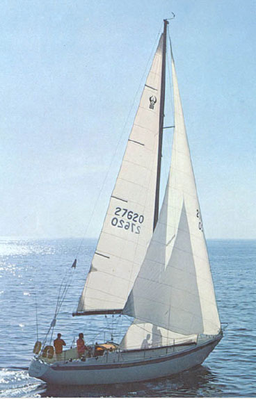 Ericson 39 sailboat under sail