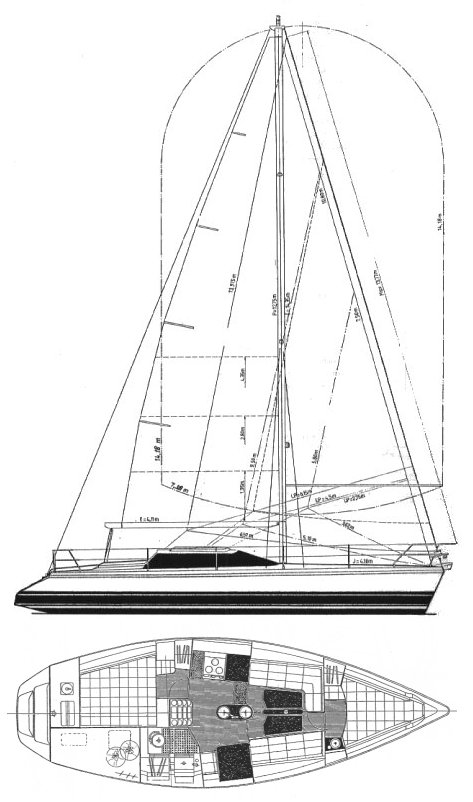 Etap 38i sailboat under sail