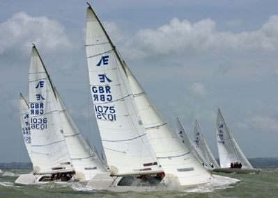 Etchells class sailboat under sail