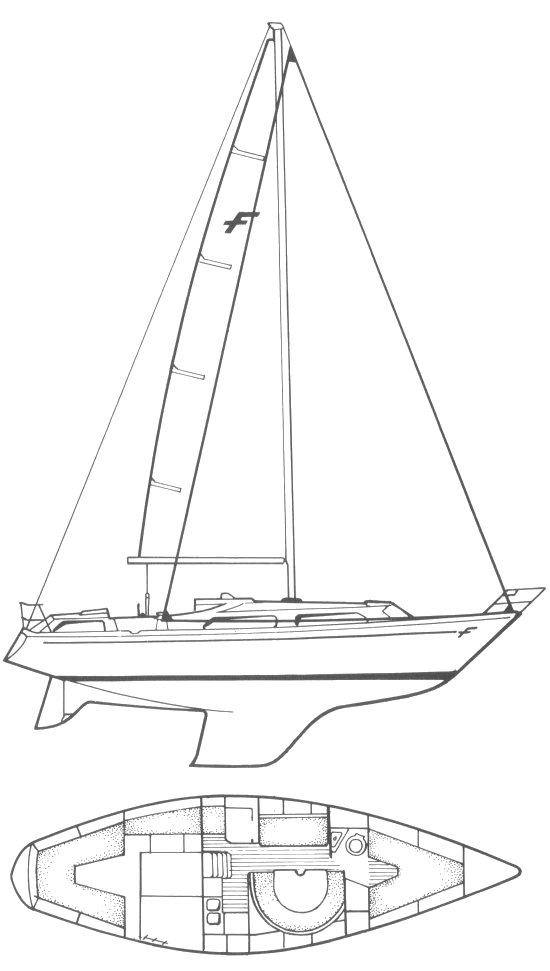 Jouet Fandango 33 sailboat under sail