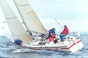 Fast 40 sailboat under sail