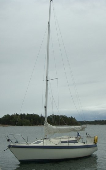 Finn flyer 27 sailboat under sail