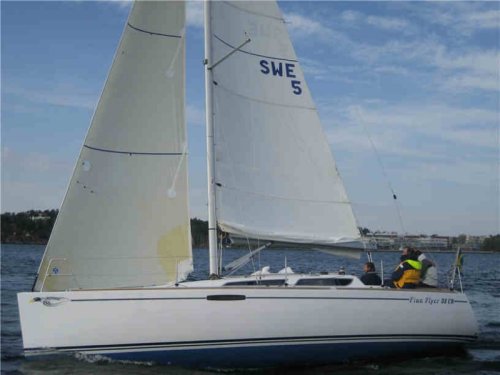 Finn flyer 32 cr sailboat under sail