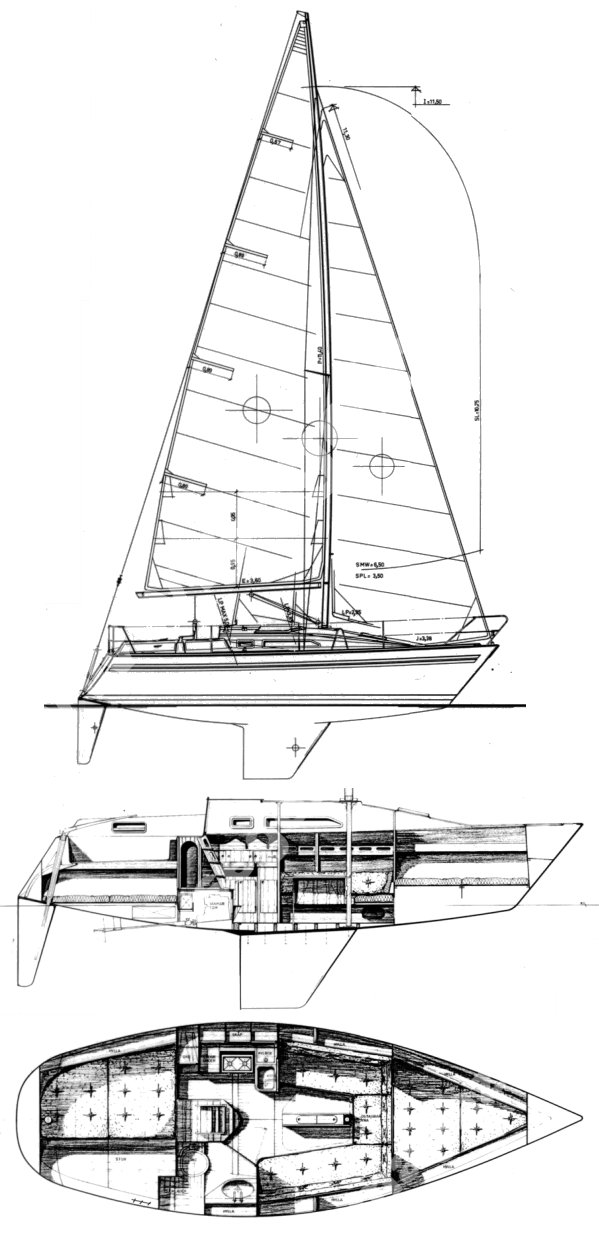Finngulf 28 sailboat under sail