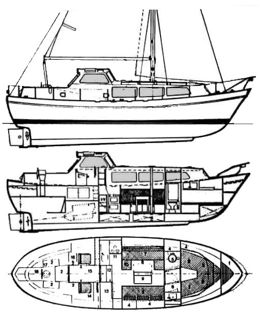 Finnsailer 35 sailboat under sail
