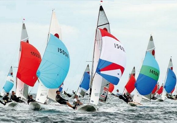 Fireball sailboat under sail