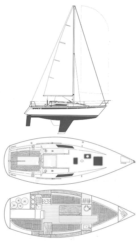 First 28 Beneteau sailboat under sail