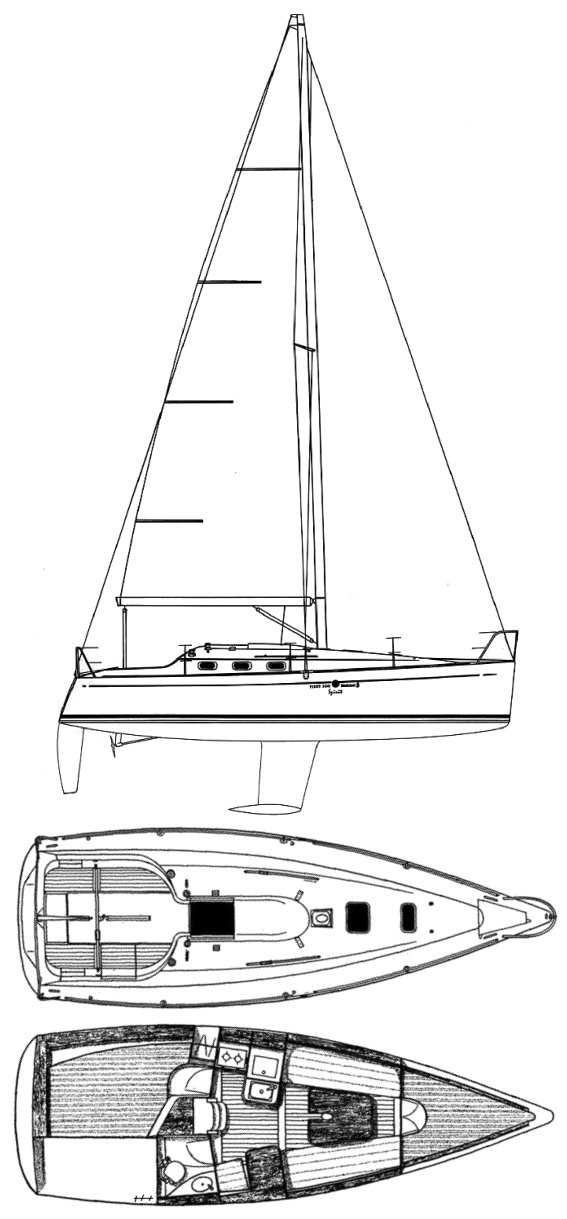 First 300 Beneteau sailboat under sail