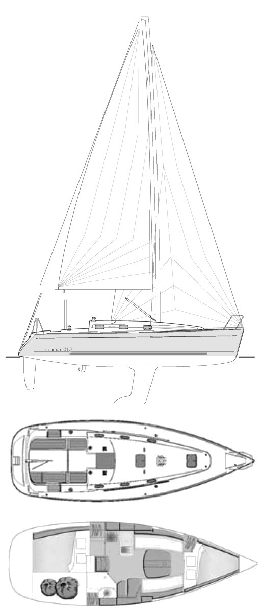 First 31.7 beneteau sailboat under sail
