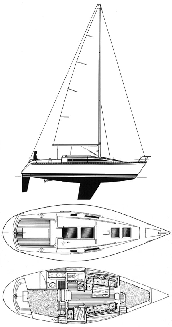 First 325 Beneteau sailboat under sail