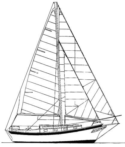 Fortune 30 sailboat under sail