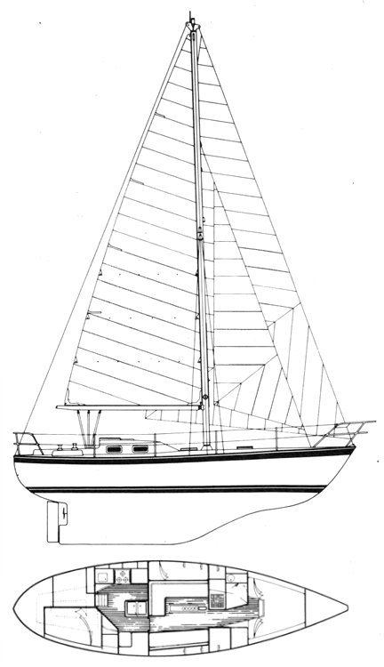 Freya 39 sailboat under sail