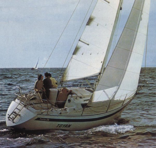 Furia 28 sailboat under sail