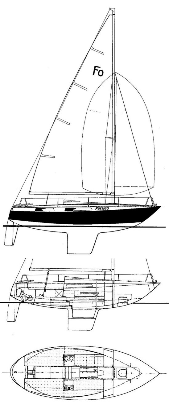 Furioso 25 sailboat under sail