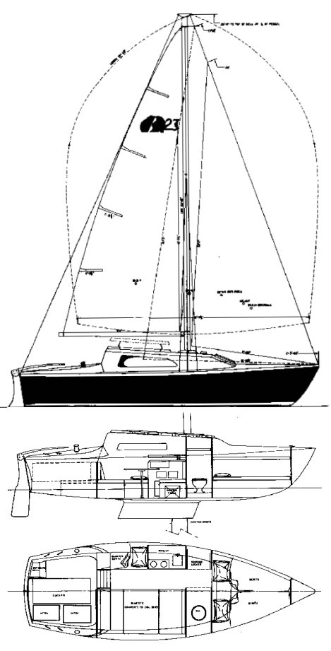 Grampian 23 sailboat under sail