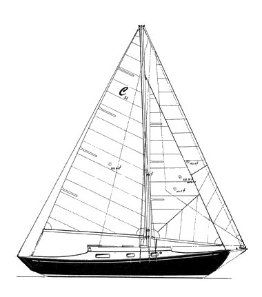 Classic 31 Grampian sailboat under sail