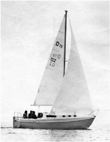 Discovery 79 grampian sailboat under sail