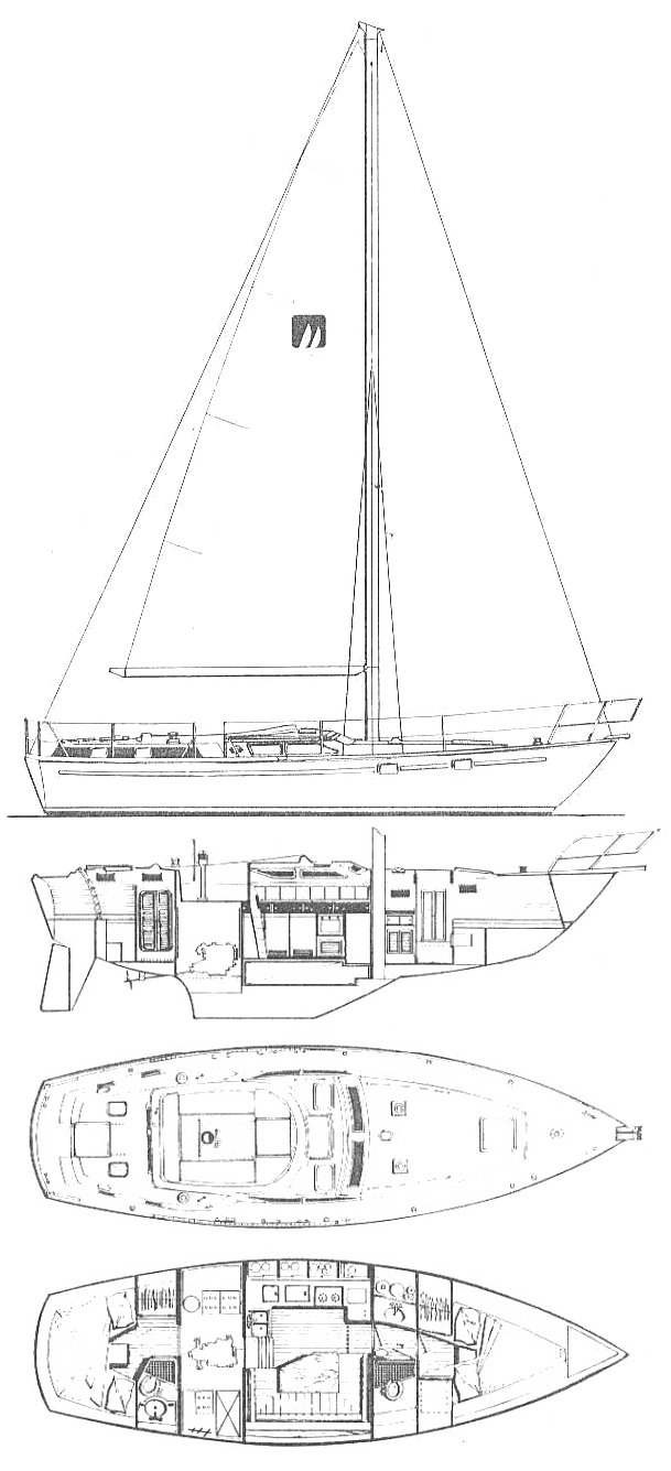 Gulfstar 40 cc sailboat under sail