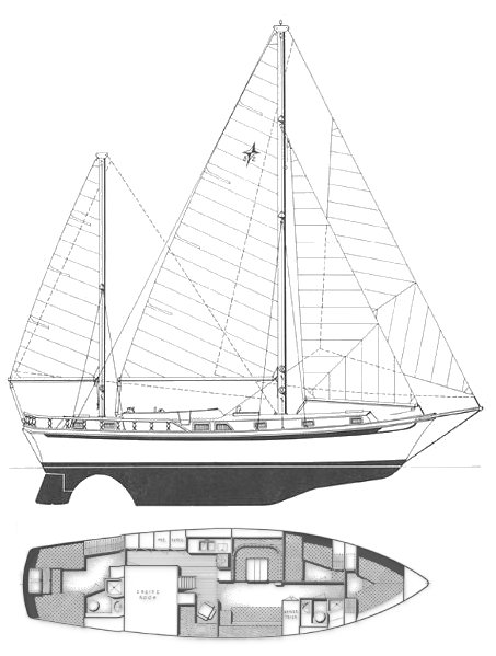 Gulfstar 52 ms sailboat under sail