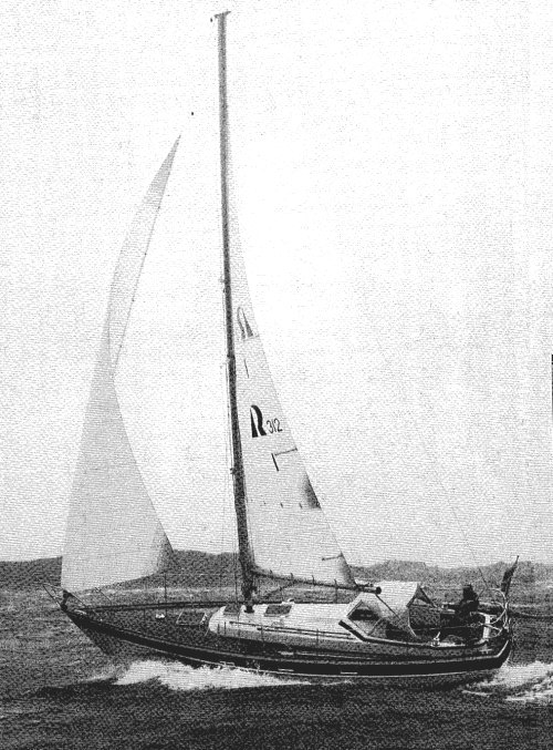 Hallberg rassy 312 sailboat under sail