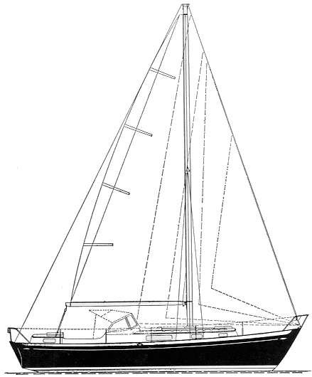 Hallberg rassy 35 sailboat under sail