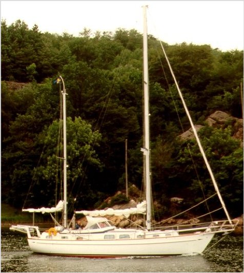 Hallberg rassy 41 sailboat under sail