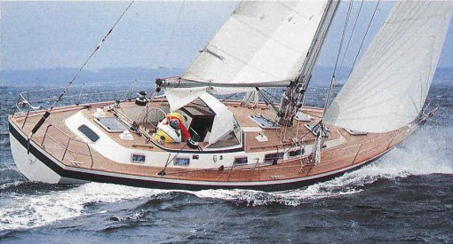 Hallberg rassy 46 sailboat under sail
