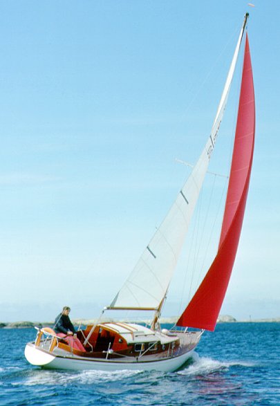 Hallberg rassy p 28 sailboat under sail
