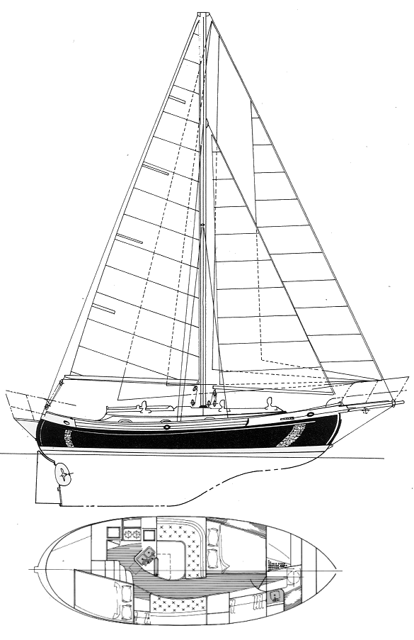 Hans christian 33 sailboat under sail