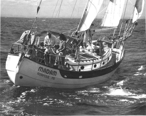 Hans christian 38 mkii sailboat under sail