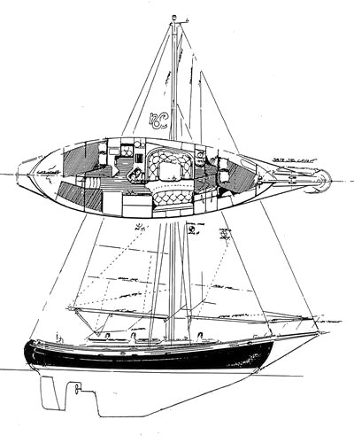 Hans christian 38t telstar keel sailboat under sail